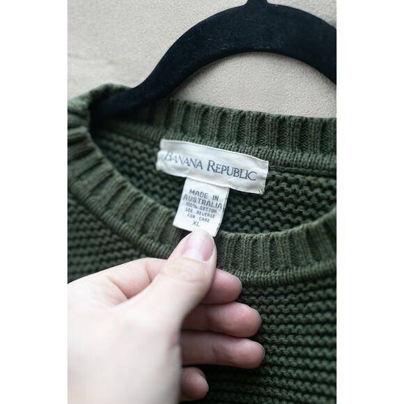 Vintage Banana Republic 100% Cotton Crewneck Sweater Made in Australia Pre-Gap - Picture 3 of 4